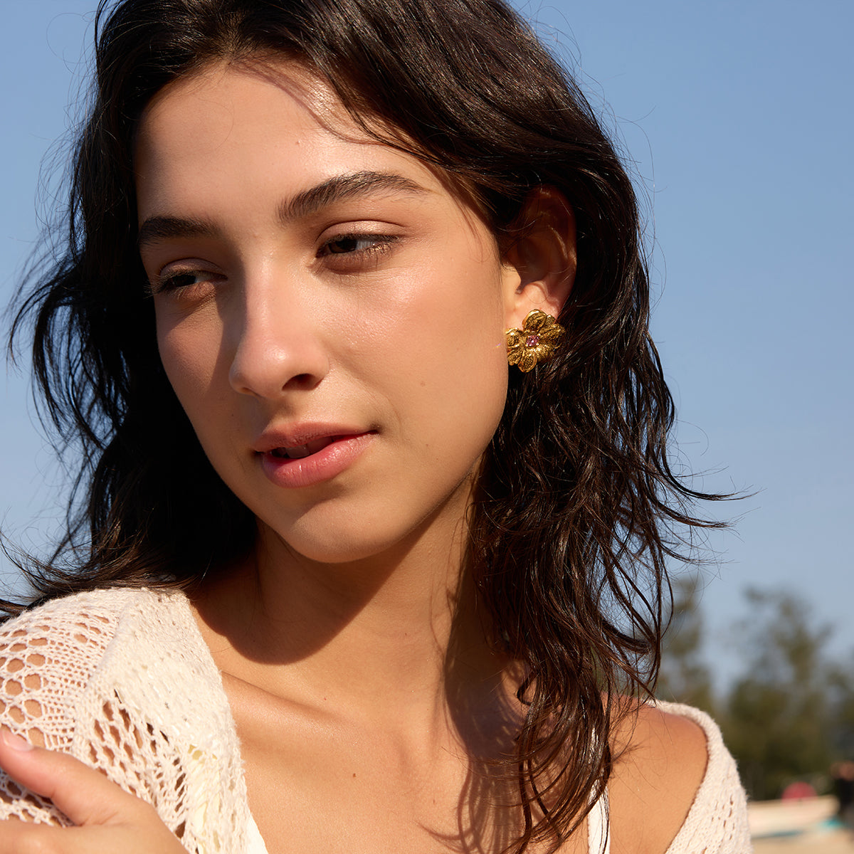 Almond Blossom Flower Stud Earrings
