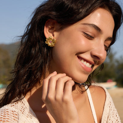 Almond Blossom Flower Stud Earrings