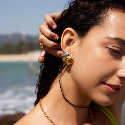 Corallo Swirled Heart Stud Earrings