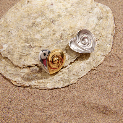 Corallo Swirled Heart Stud Earrings