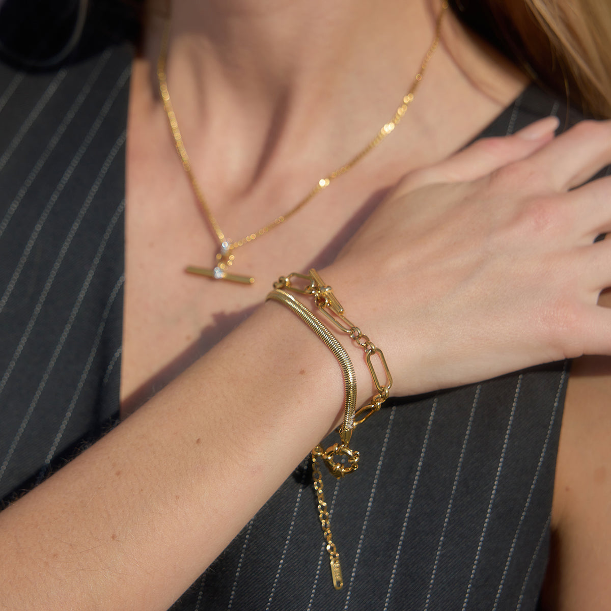 Mistral Paperclip T-Bar Chain Bracelet