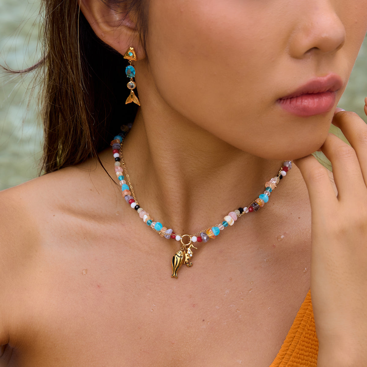 Sirena Seahorse Beaded Necklace