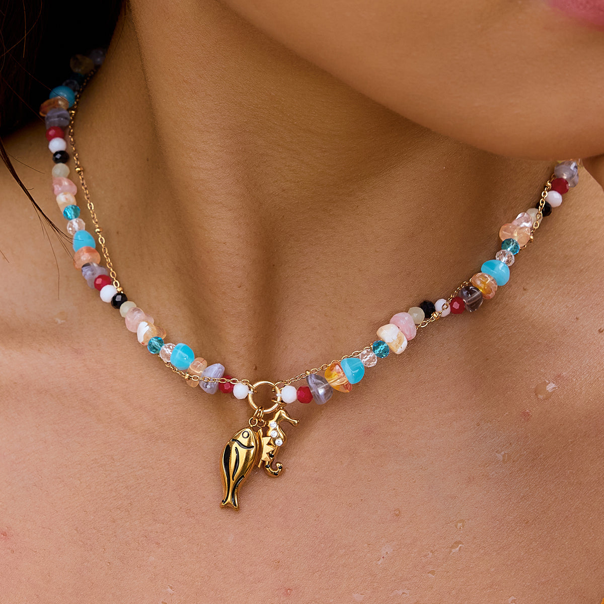 Sirena Seahorse Beaded Necklace