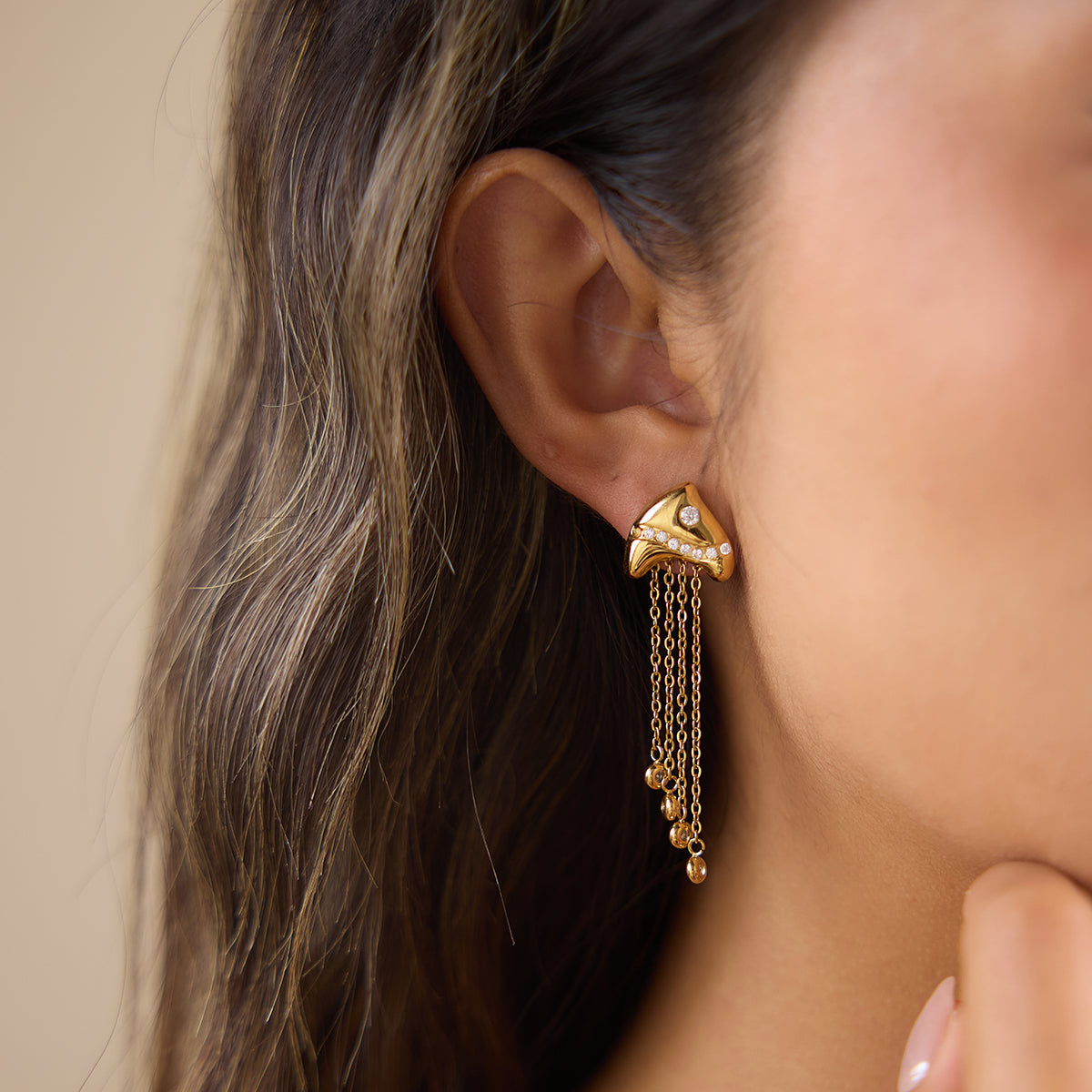 Marea Chain Fringe Drop Earrings