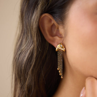 Marea Chain Fringe Drop Earrings
