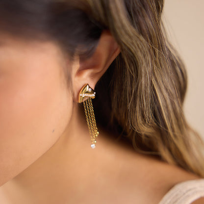Marea Chain Fringe Drop Earrings