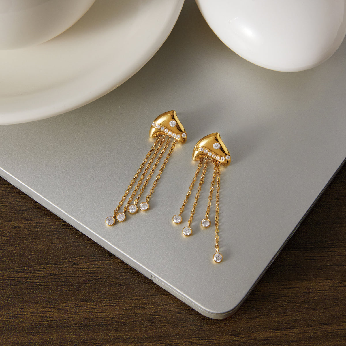 Marea Chain Fringe Drop Earrings