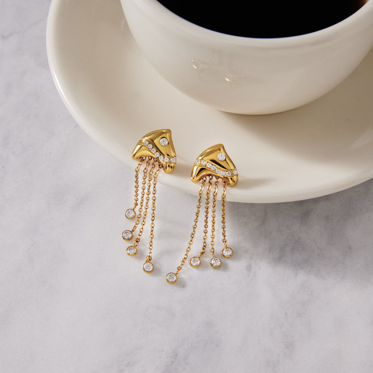 Marea Chain Fringe Drop Earrings