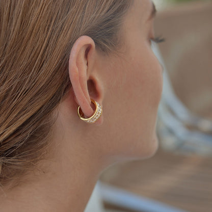 Lumen Double Row Pavé Ear Cuff Earrings