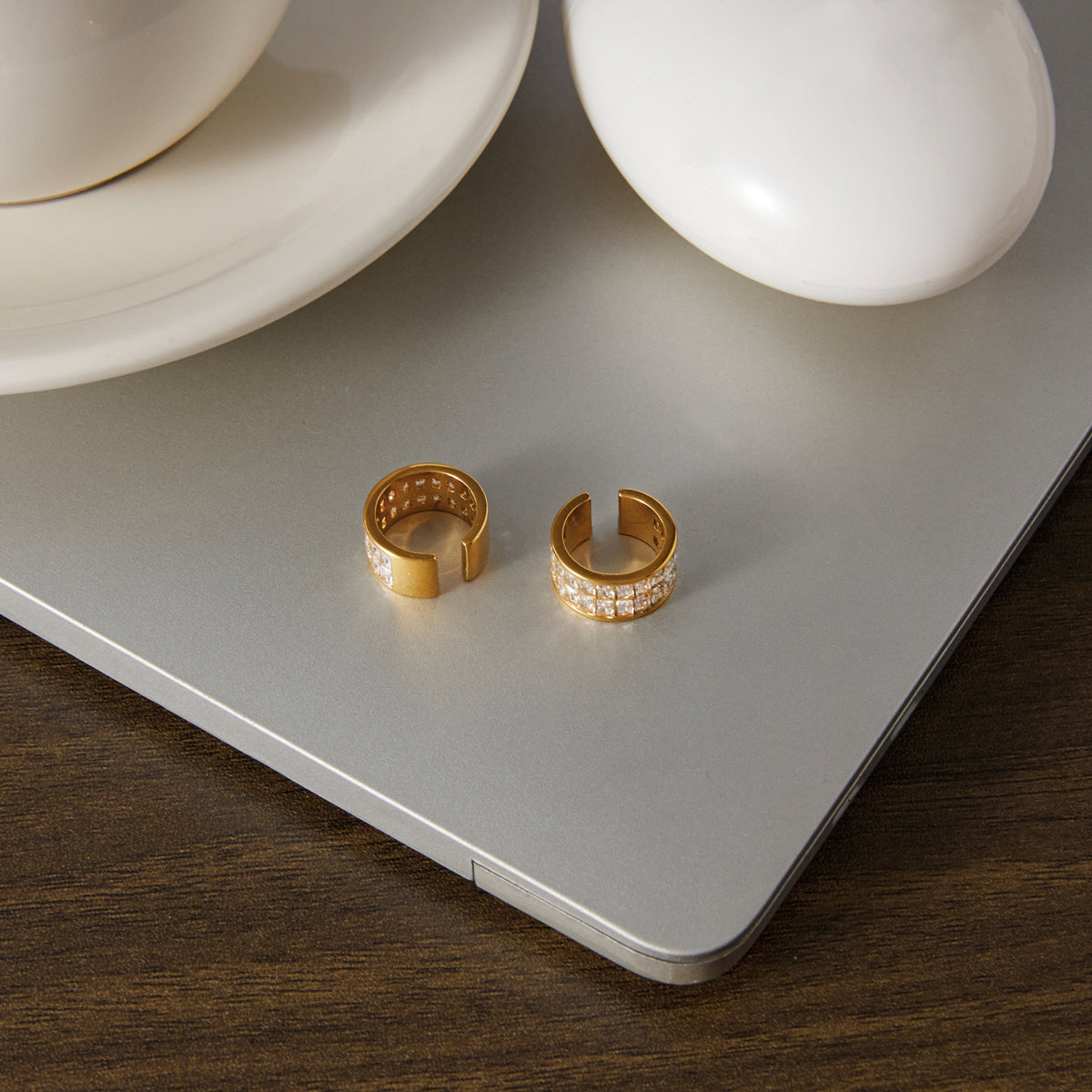 Lumen Double Row Pavé Ear Cuff Earrings