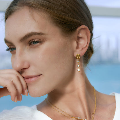 Ionia Triple Bezel Drop Earrings