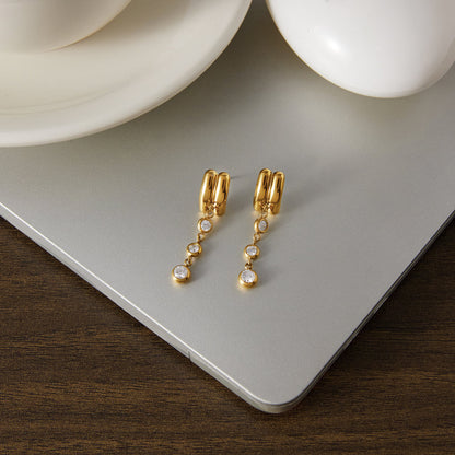 Ionia Triple Bezel Drop Earrings