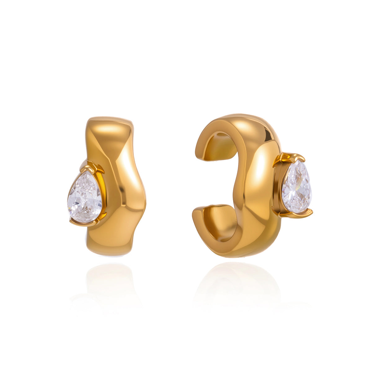 Aegean Teardrop Stone Huggie Earrings