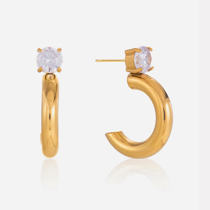 Solstice Crystal Top C Hoop Earrings