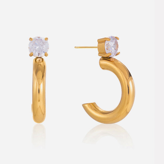 Solstice Crystal Top C Hoop Earrings