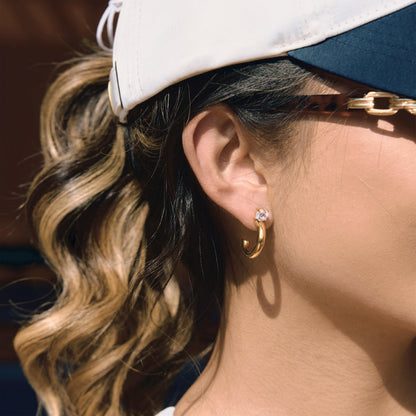Solstice Crystal Top C Hoop Earrings