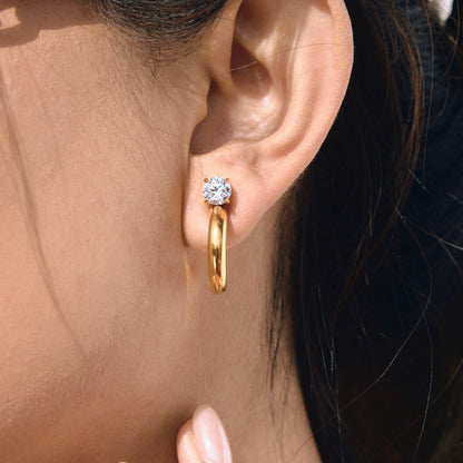 Solstice Crystal Top C Hoop Earrings