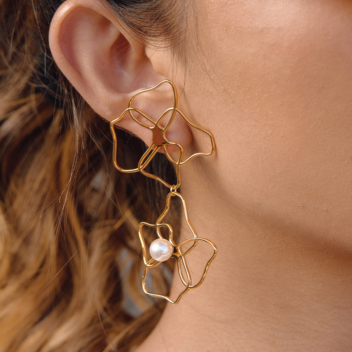 Almond Blossom Pearl Drop Earrings