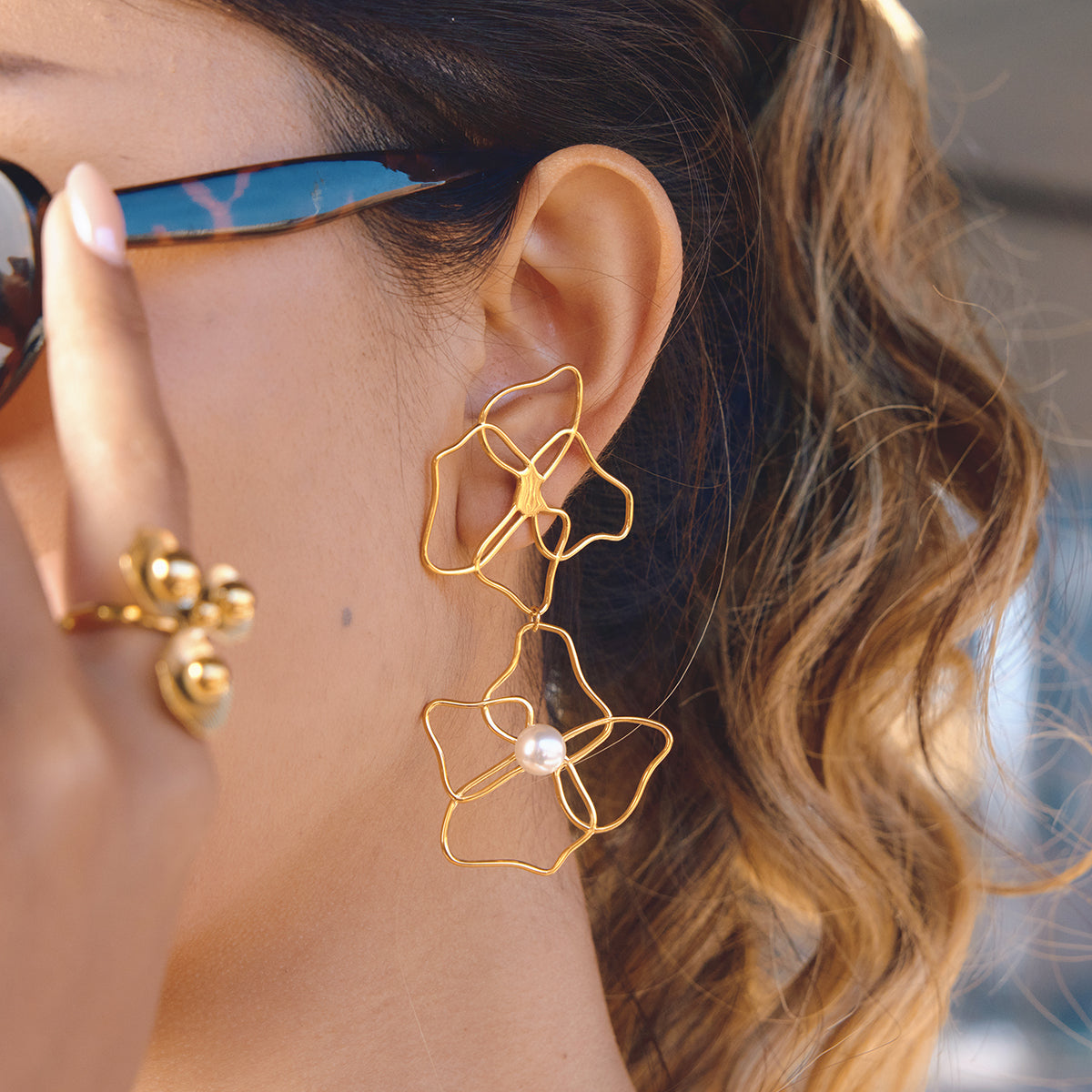 Almond Blossom Pearl Drop Earrings