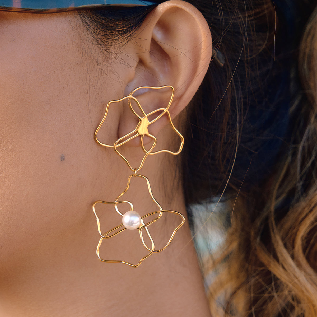 Almond Blossom Pearl Drop Earrings