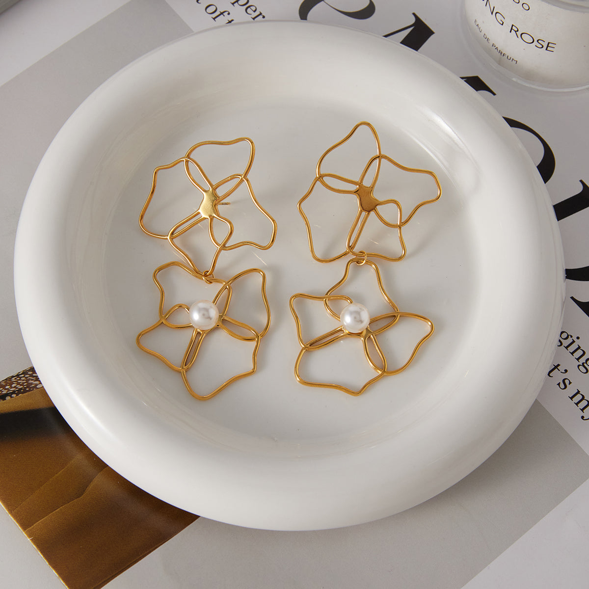 Almond Blossom Pearl Drop Earrings