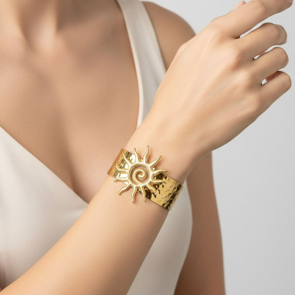 Solstice Spiral Sun Cuff Bracelet