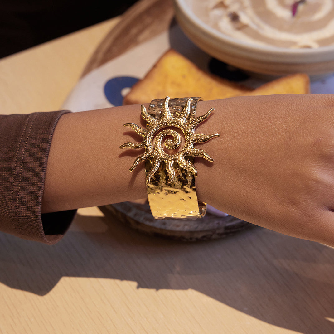 Solstice Spiral Sun Cuff Bracelet