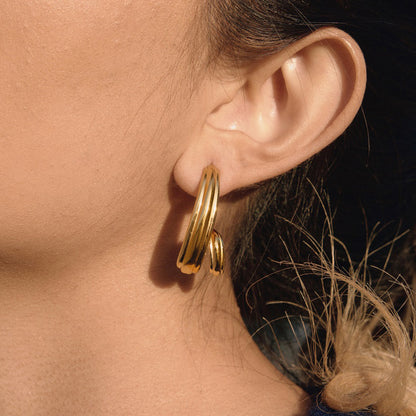 Levante Curved Triple Hoop Earrings