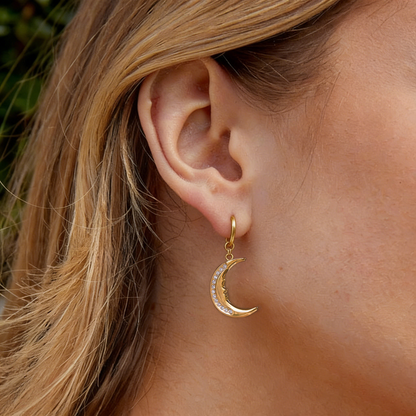 Selene Crescent Moon Drop Earrings