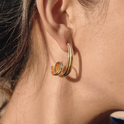 Levante Curved Triple Hoop Earrings