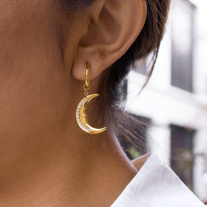 Selene Crescent Moon Drop Earrings