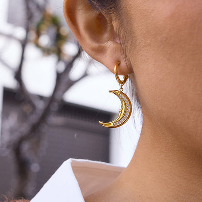 Selene Crescent Moon Drop Earrings