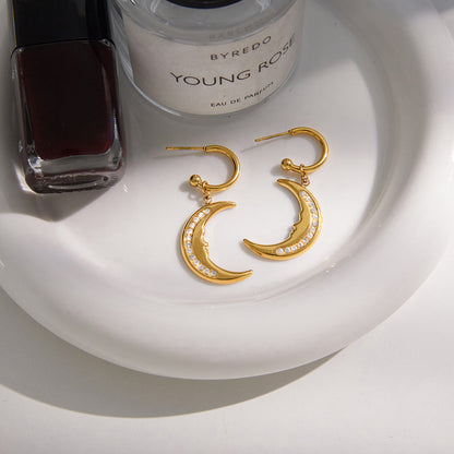 Selene Crescent Moon Drop Earrings