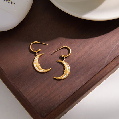 Selene Crescent Moon Drop Earrings