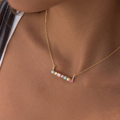 Zephyr Gemstone Bar Necklace