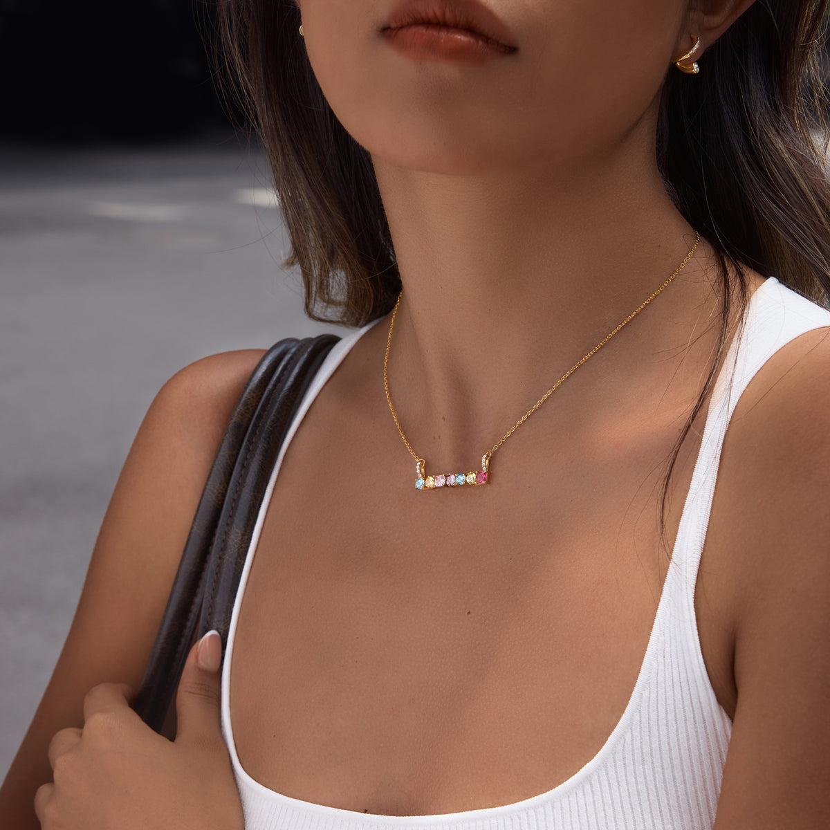 Zephyr Gemstone Bar Necklace