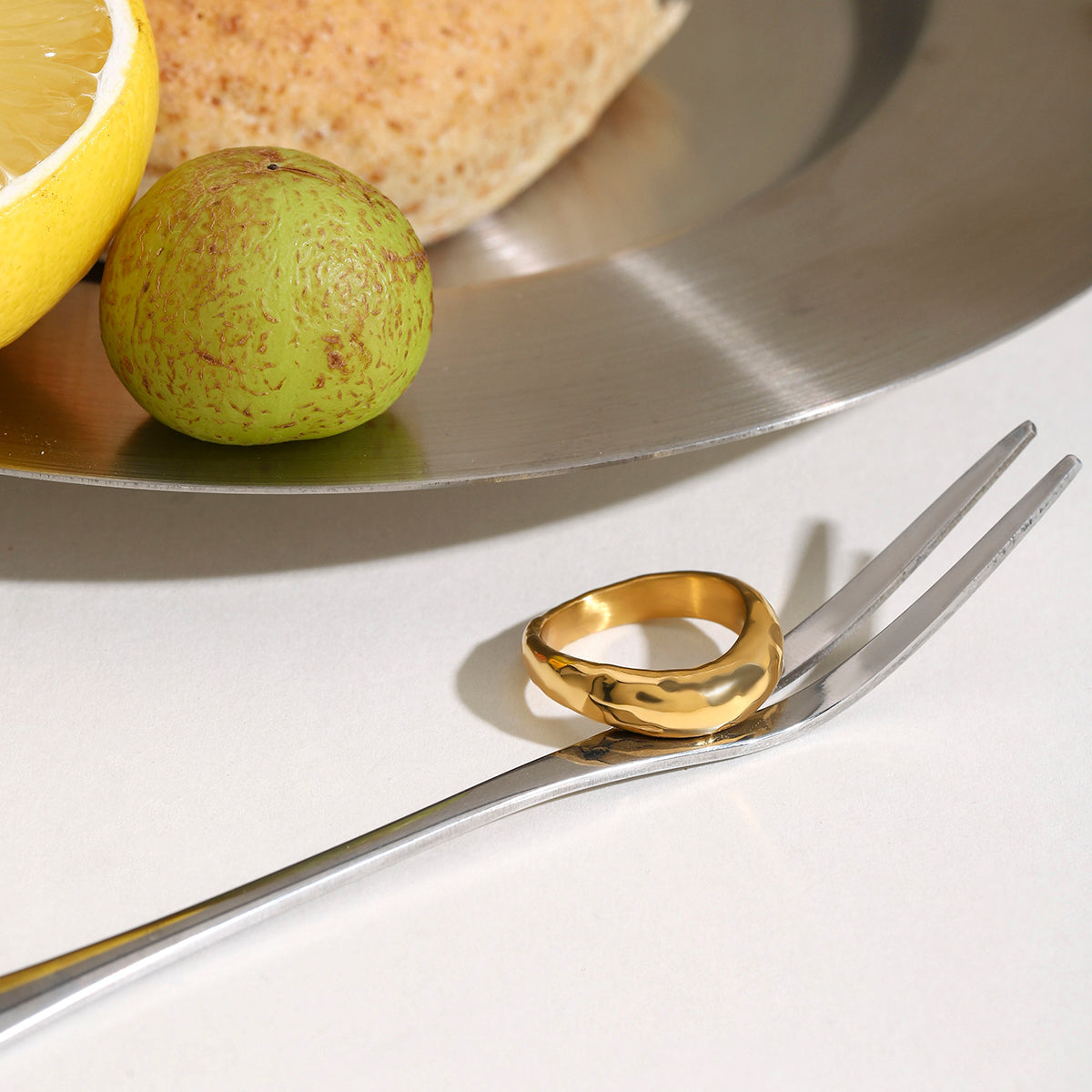 Olive Grove Hammered Band Ring