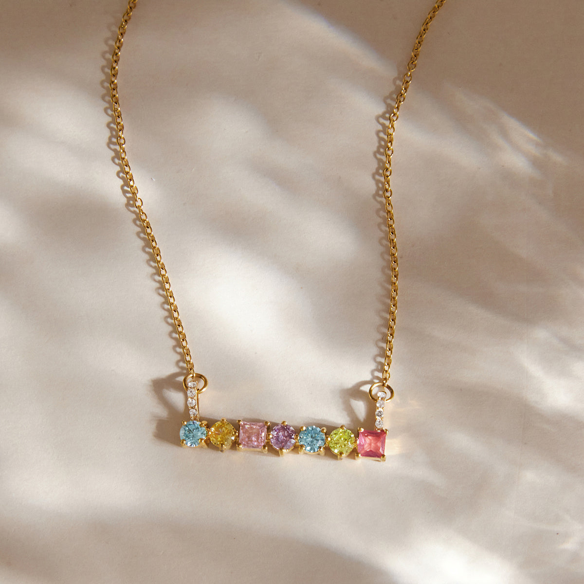 Zephyr Gemstone Bar Necklace