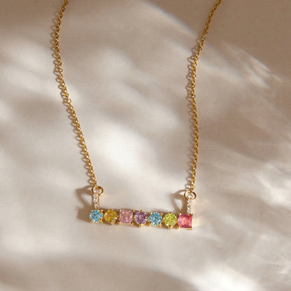 Zephyr Gemstone Bar Necklace