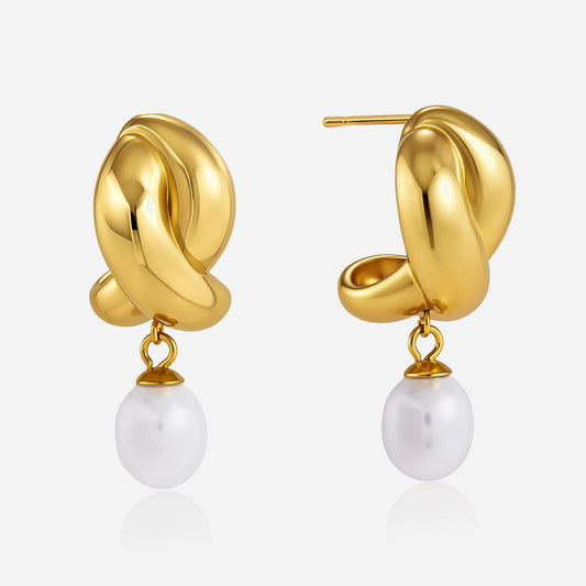 Marea Twisted Knot Pearl Earrings