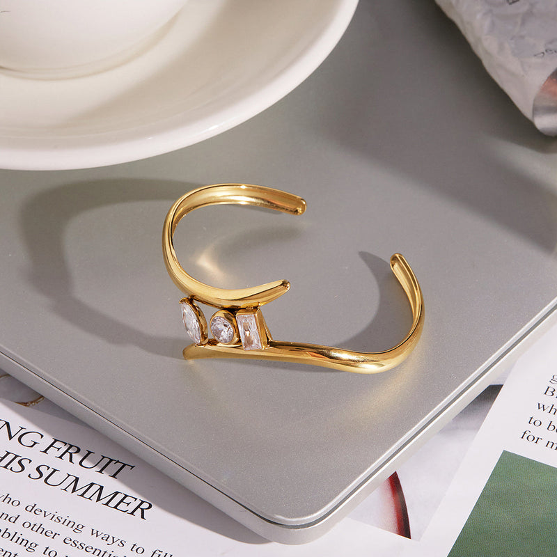 Vela Sculpted Open Bangle Bracelet