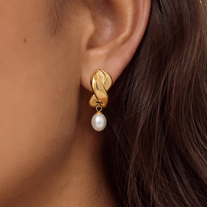 Marea Twisted Knot Pearl Earrings