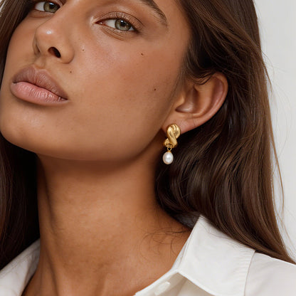 Marea Twisted Knot Pearl Earrings