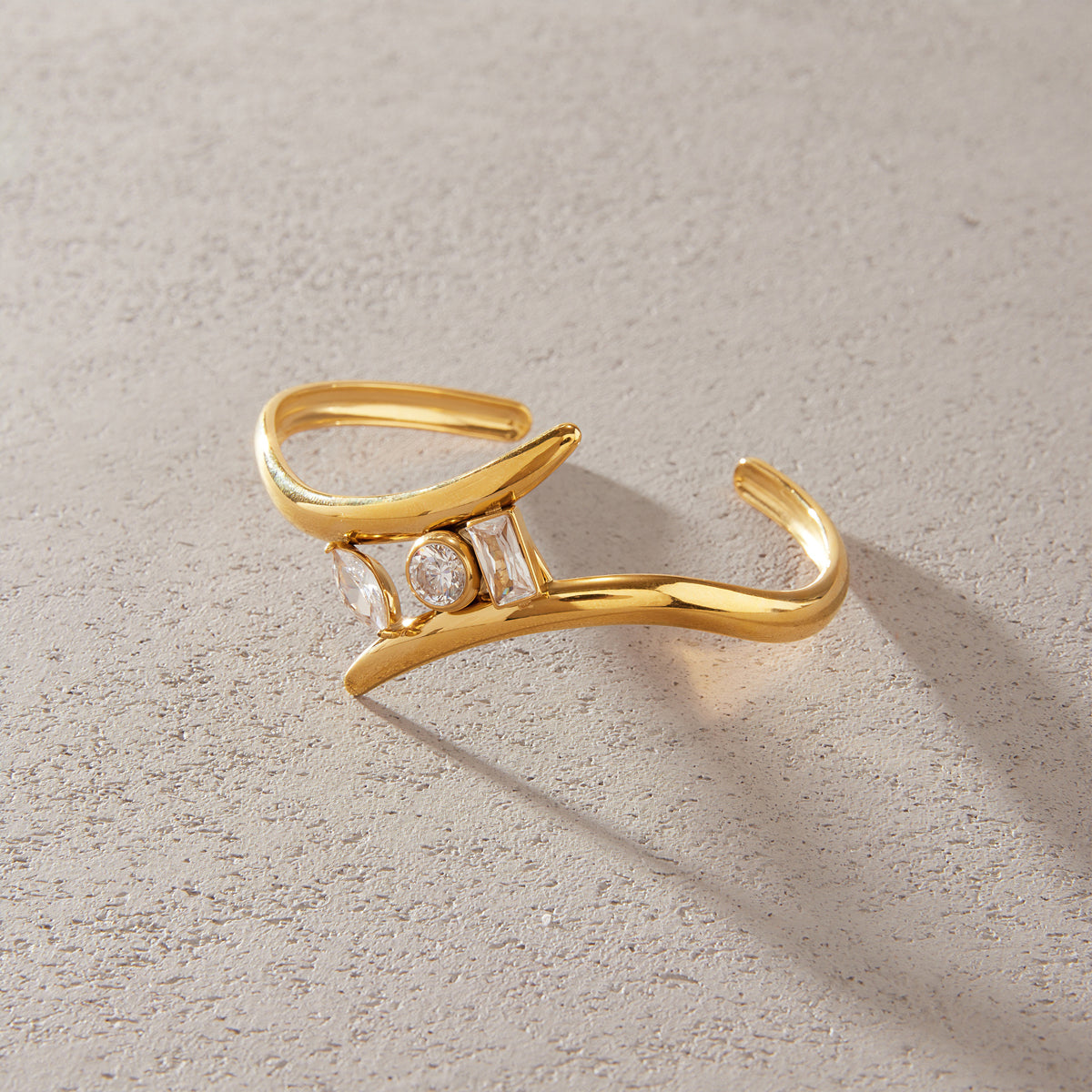 Vela Sculpted Open Bangle Bracelet