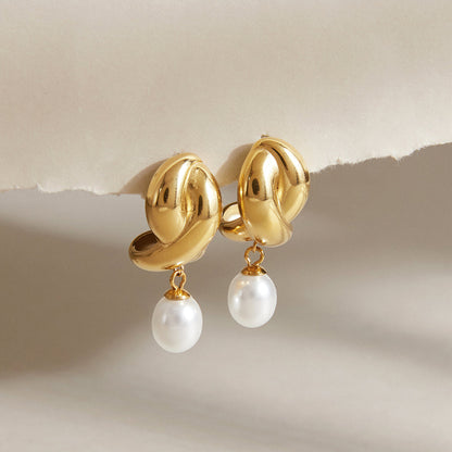 Marea Twisted Knot Pearl Earrings