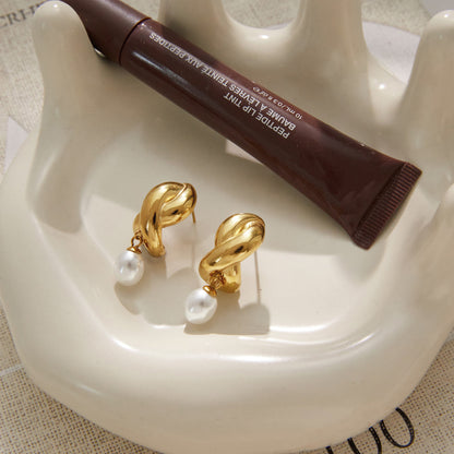 Marea Twisted Knot Pearl Earrings