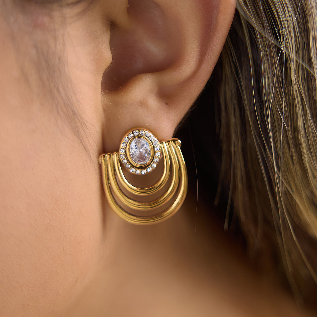 Aurora Halo Arc Stud Earrings