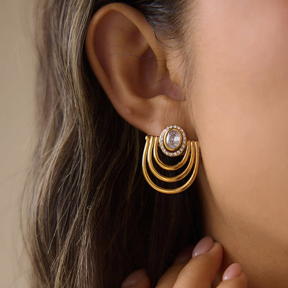Aurora Halo Arc Stud Earrings