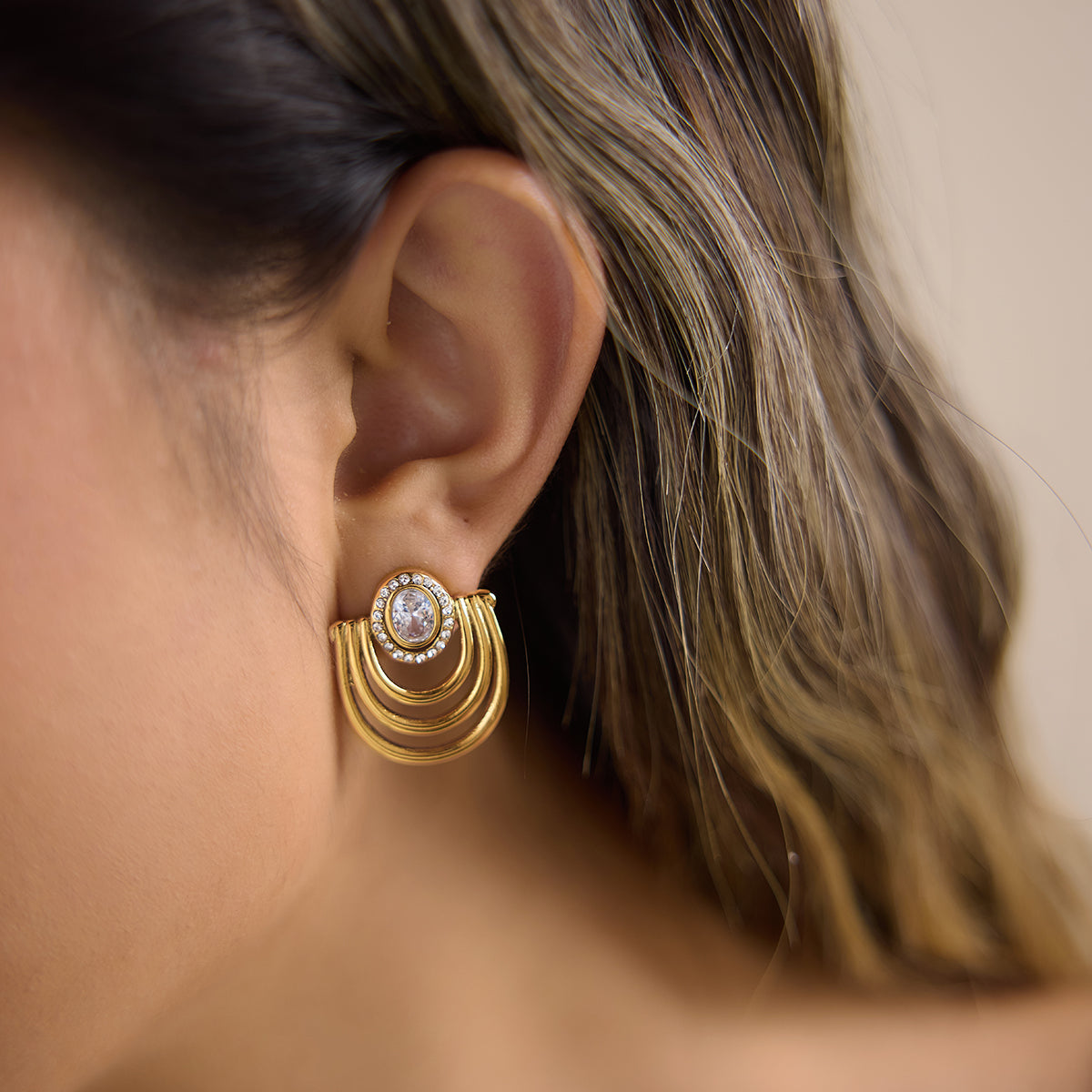 Aurora Halo Arc Stud Earrings