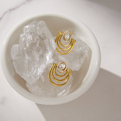Aurora Halo Arc Stud Earrings
